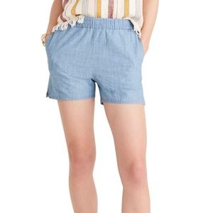 NWT Madewell Chambray Pull-On Shorts Blue Size XS